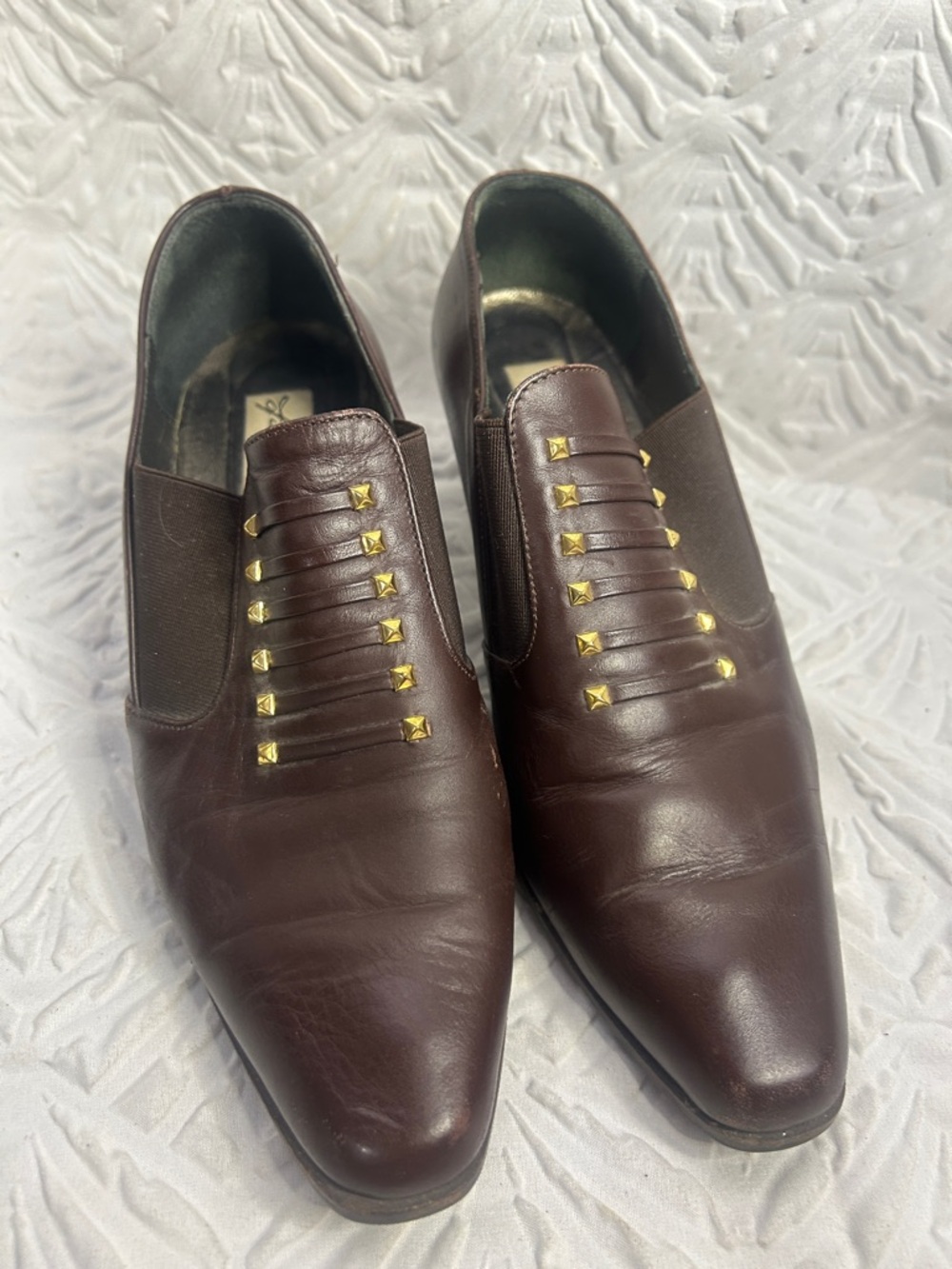Fiorangelo Made in Italy Leather Studded Slip‑On Dress Shoes